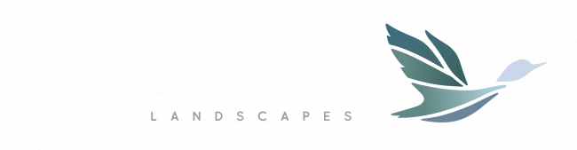 Retreat Landscapes logo with leaf hummingbird design